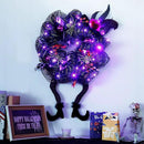 Lulu Home Halloween Front Door Wreath, Purple LED Lighted Witch Hat Wreath, Battery Operated, NOT PRELIT by CozyNest Decor