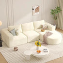 Modular Sectional Sofa with L-Shape Chaise,Cloud Sectional Modern Sleeper Couch with Deep Seat,Sponge Compression Sofas No Assembly Required(Beige-Corduroy Fabric) 1PCS by CozyNest Decor