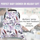 Car Seat Cover Baby, Infant Car Seat Canopy Covers for Newborn Girls Boys, Soft Breathable Mink Carseat Covers Stretchy Multi-Use Nursing Cover for Stroller Baby Car Seat, Purple Flroal by TinyTreasures Baby Boutique