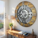 The Gears Clock Real Moving Gear Wall Clock England Line (Wood & Stone, 24 inches (60 cm)) by CozyNest Decor