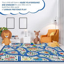 Kids Carpet Playmat Rug Player Car Rug,City Life Traffic Road Map Mat Educational Game Area Rug for Toddler Children Playroom Classroom Bedroom (Blue,6 x 9 ft) by CozyNest Decor
