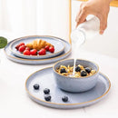 GBHOME Ceramic Dinnerware Sets for 4, 12 Pieces Stoneware Plates and Bowls Sets, Scratch Resistant Dishe Set for Dinner, Dishwasher & Microwave Safe, Brunnera Blue by CozyNest Decor