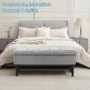 Ottoman with Storage Velvet Storage Bench Holds Up to 500 lbs Ottomans Upholstered Bench with Seating for Bedroom, Living Room, Grey by CozyNest Decor