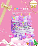 Unicorn Doll Kids Toddler Roller Skates for Girls,WESKIFAN Quad Skating Shoes with Shiny Light up Wheels&Adjustable Sizes Beginners rollerskates for Birthday Xmas Gifts,Patines para Niñas Niños by TinyTreasures Baby Boutique