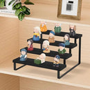 YINMIT Wooden Display Riser Stand, Tiered Perfume and Cologne Organizer Stand, 4 Tier Spice Rack Organizer, Rustic Display Shelf for Candles (4 Tier,Black) by CozyNest Decor