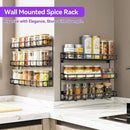 SUFAUY 2 Pack Spice Rack Wall Mount, 3 Tier Narrow Spice Rack Hanging Small Shelf for Cupboard, Black by CozyNest Decor