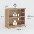 Bookcase, 2 Tiers S Bookshelf Open Storage Organization, Floor Standing Indoor Furniture Book Case for Library Office Living Room Bedroom, Salt Oak - 2 Tier by CozyNest Decor