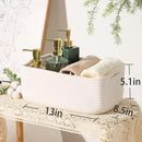 Small Storage Baskets for Organizing | Closet Organizer Bins | Shelf Toy Basket | Woven Rope Baskets | Cube Decorative Box | Shallow Basket | 13x8.5x5.1” | 4 Packs Off White by CozyNest Decor