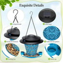 Solar Bird Feeders for Outside Hanging Metal Wild Bird Feeder Solar Lanterns Outdoor Waterproof Garden Decor for Yard Blue by GreenHaven Gardens