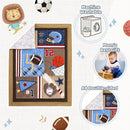 Wowelife Sports Mini Crib Bedding Set Boys Brown 3PCs Mini Crib Comforter Set Basketball Baseball Rugby Nursery Bedding Sets for Boys with Soft Comforter, Crib Skirt and 38x24 Sheet, Brown by TinyTreasures Baby Boutique