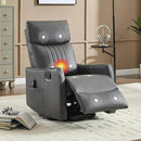Manual Swivel Rocker Recliner Chair for Adults, Overstuffed Reclining Glider Chair for Nursing with Vibration Massage & Heat, Living Room Rocking Recliner 2-Stage backrest, Faux Leather Gray by CozyNest Decor