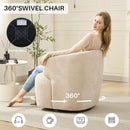 Swivel Accent Chair, Chenille Barrel Chair for Living Room, Cozy Round Boucle Arm Chair, Metal Base for Club Nursery Bedroom, Beige by CozyNest Decor