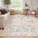 Wonnitar 8 x 10 Area Rugs for Living Room, Boho Large Washable Bedroom Rug 8x10, Soft Pink Floral Carpet Non Slip, Low Pile Indoor Carpet for Girls Room Playroom Nursery by TinyTreasures Baby Boutique