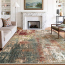 Washable Area Rugs 7'x9' Non-Slip Modern Abstract Soft for Living Room Entryway Bedroom Nursery, Print Pattern, Brown Rust Red Multi by TinyTreasures Baby Boutique