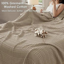 PHF 100% Cotton Waffle Blanket Oversized King 120"x120", Lightweight Breathable Extra Large 10'x10' Summer Blankets for Bed, Giant Big Luxury Aesthetic Woven Bedding for Home Decor, Simply Taupe by CozyNest Decor