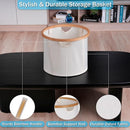 efluky Storage Baskets for Organizing, Fabric Storage Bins with Bamboo Handles, Collapsible Storage Baskets for Shelves and Closet,Medium, Beige Set of 2 by TinyTreasures Baby Boutique