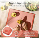 SMIRLY Plastic Cutting Board Set with Holder 3 Pieces, Non-Slip Dishwasher Safe Chopping Boards for Kitchen, Pink by CozyNest Decor