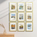 Vittanly 9x12 Picture Frames Set of 9, Shatter Resistant Plexiglass, Display 6x8 Pictures with Mat or 9x12 without Mat, Photo Frames for Wall or Tabletop, Engineered Wood, Gold by CozyNest Decor