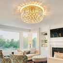 4-Light Gold Crystal Chandeliers Flush Mount Chandelier Light Fixture with K9 Crystals Modern Ceiling Lights Elegant Round Lamp for Bedroom,Hallway,Bar,Living Room,Dining Room,H5.9 xW13.7 by CozyNest Decor