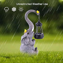Solar Outdoor Garden Statues Lights, Mom Gifts Birthday Gifts for Women, Lucky Elephant Unique Housewarming Gifts and Yard Decoration, Elephant Figurines with Cute Birds Garden Sculpture Decor by GreenHaven Gardens