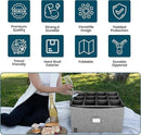 Wine Glass Storage, Holds 12 Stemware Glasses, Stackable, Fully-Padded Inside with Hard Top and Sides (Grey) by CozyNest Decor