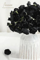 Floroom Ranunculus Artificial Flowers 18 Pcs Black Faux Silk Mini Ranunculus Bulk Fake Wedding Filler Flowers for DIY Bouquets, Centerpieces, Bridal Shower Decorations & Arrangements by CozyNest Decor