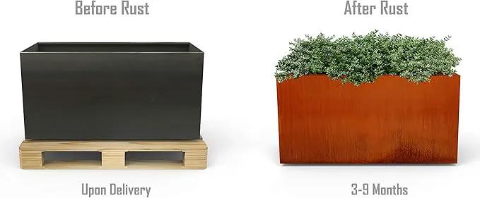 Corten Steel Planter Rectangle Outdoor Metal Garden Box Heavy Duty | Made in USA | Fully Assembled, photo 7 of 7