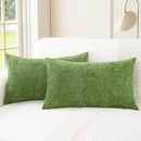 CaliTime Throw Pillow Covers Decorative 16 X 26 Inches Pack of 2 Cozy Chenille Cushion Cases for Couch Sofa Bed Living Room Home Forest Green by CozyNest Decor