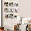 Vittanly 8x10 Picture Frames Set of 9, Shatter Resistant Plexiglass, Display 5x7 Pictures with Mat or 8x10 without Mat, Photo Frames for Wall or Tabletop, Engineered Wood, Distressed White by CozyNest Decor