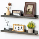 24 Inches Floating Shelves for Wall, Solid Pine Wood Picture Ledge Shelves, Wall Shelves with Lips, Nursery Book Shelves for Toys Storage Living Room Bedroom Photo Frames (2 Pcs, Grey) by TinyTreasures Baby Boutique