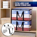 TAILI Extra Large Moving Bags, 8 Pack Clear Heavy Duty Totes For Storage with Visible Window, Wrap Around Handles, Storage Bags for Space Saving, Alternative to Moving Boxes by TinyTreasures Baby Boutique