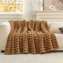 Cozy Bliss Faux Fur Throw Blanket for Couch, Cozy Warm Plush Striped Blanket for Sofa Bedroom Living Room, 60 * 80 Inches Toasty Brown by CozyNest Decor