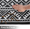 GAOMON Reversible Outdoor Rug 9'x18' Waterproof Plastic Straw Rug, Patio Rug, Large Modern Area Rug Carpet, Indoor Outdoor Rugs for Camping, Porch, Deck, Balcony, Backyard, Black/White(Bohemia) by CozyNest Decor
