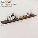 Floating Shelves for Wall Decor, 8 Inch Deep Rustic Solid Elm Wood Floating Shelves Wall Mounted, Wall Shelves with Invisible Bracket for Living Room Bathroom Bedroom Kitchen, 55 Inch Set of 1, Walnut by CozyNest Decor