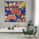 HZOHNAGO Japanese Tapestry Art Abstract Colorful Cherry Blossom Blue Background Pattern Printed Wall Tapestry Painting Wall Hanging for Bedroom Living Room Dorm 60" W x 60" H by CozyNest Decor