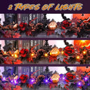 SHareconn 2 Pcs 9FT Halloween Garland with Purple Lights Battery Operated and Timer, Pre-Lit Black Red Maple Leaves Lighted Garland Decorations for Fireplace Mantle Centerpiece Indoor Outdoor Decor by CozyNest Decor