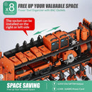 Suchtale Power Tool Organizer with Charging Station,33.2''Garage 8 Drill Holders Wall Mount,3 Layers Heavy Duty Metal Tool Shelf with 8 Outlets Power Strip, Gift for Men, Father, Orange by GreenHaven Gardens