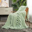 Cozy Bliss Faux Fur Throw Blanket for Couch, Cozy Warm Plush Striped Blanket for Sofa Bedroom Living Room, 60 * 80 Inches Sage Green by CozyNest Decor