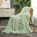 Cozy Bliss Faux Fur Throw Blanket for Couch, Cozy Warm Plush Striped Blanket for Sofa Bedroom Living Room, 50 * 60 Inches Sage Green by CozyNest Decor