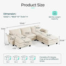 LINSY HOME Modular Sectional Sofa - 123'' Oversized Sleeper Sofa Cloud Couch Corduroy Sofa Bed with Movable Ottoman Soft Modern Comfy Couch for Living Room Apartment Office, Beige by CozyNest Decor