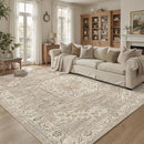 DCX Machine Washable Brown and Beige Area Rug 5x7, Non Slip Stain Resistant Vintage Floral Rug for Living Room Bedroom Nursery, Soft Low Pile Large Carpet by CozyNest Decor