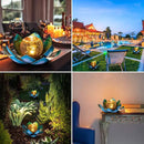 Solar Light Outdoor(2Pack), Art Crackle Globe Glass Lotus Decoration, Solar LED Waterproof Blue Metal Flower Lights for Patio,Lawn,Walkway,Tabletop by CozyNest Decor