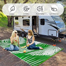Waterproof Outdoor Rug 6x9ft, Green Leaf Reversible Plastic Straw Mat for Patio RV Deck Porch Backyard Balcony Camping Picnic Beach Indoor Outdoor Carpet, Green&White by CozyNest Decor