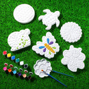 6 Pack Paint Your Own Plaster Stones - Kids Summer Arts and Crafts Garden Handprint Stepping Stone Painting Kit DIY Ceramic Craft Pottery Outdoor Painting Gifts for Kids Ages 4-12 by TinyTreasures Baby Boutique