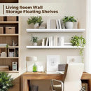 Floating Wall Shelves 2-Pack - 36-Inch Rustic White Wooden Shelves for Storage and Décor, Easy Installation for Living Room, Bedroom, and Kitchen by CozyNest Decor