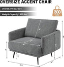 Oversized Accent Chair Set of 2 for Living Room Chairs Reading Arm Chair Comfy Modern Single Sofa Side Chairs with Metal Legs & Soft Cushion for Bedroom, Balcony,Waiting Room (Chenille, Dark Grey) by CozyNest Decor