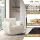 360° Swivel Accent Armchair, 39.3" Oversized, Sherpa Boucle Fabric Sofa Chair with Removable Back & Arm Pillows, Swivel Chair with Cozy Soft Padded, No Assembly Required (1, Cream White) by CozyNest Decor
