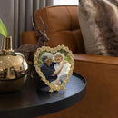 Heart Shaped Wedding Picture Frames for Couple - Beaded Crystal 4x4 Picture Frame – Engagement Gift, Wedding Gift for newlyweds - Fits 3.5x3.5 photo - Valentine Picture Frame (Golden) by CozyNest Decor