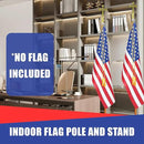 Super Tough Indoor Flag Pole kit 8ft -Fancy Cross Plastic -Gold Texture Base - Aluminum Flagpole with Brass Finish - Heavy Duty Inside House Flagstaff - Interior Shaft and Stand - No Ensign Included by GreenHaven Gardens