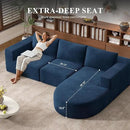 Modular Sectional Sofa with L-Shape Chaise,Cloud Sectional Modern Sleeper Couch with Deep Seat,Sponge Compression Sofas No Assembly Required(Blue-Corduroy Fabric) 1PCS by CozyNest Decor
